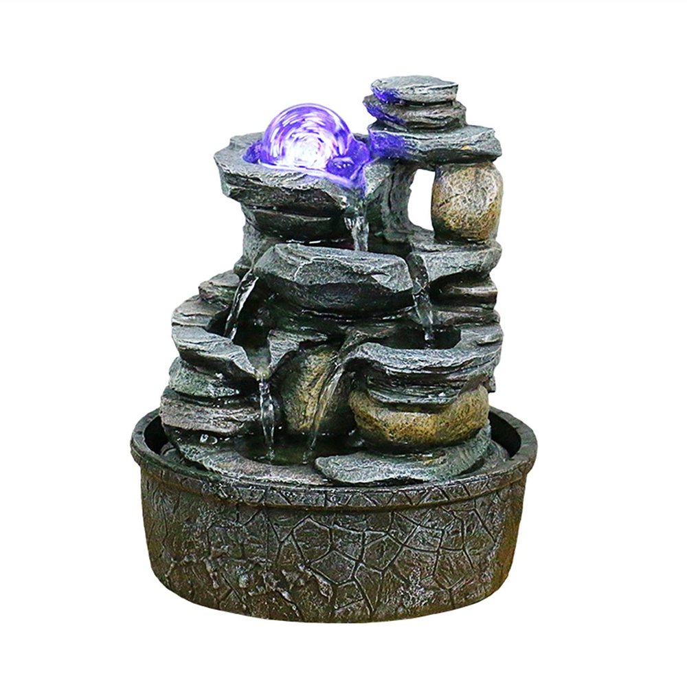 BNNP Indoor Tabletop Fountains Tabletop Fountain Rock Falls Indoor Waterfall Feature - Calming and Relaxing Water Sound - Tiered Desktop Water Feature 9.8-Inch Decoration Meditation Fountain