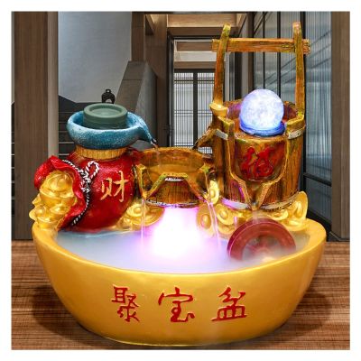 BNNP Indoor Tabletop Fountains Resin Tabletop Fountains Lucky Feng Shui Wheel Desktop Fountain Home Office Wealth Decoration Opening Housewarming Gift Decoration Meditation Fountain