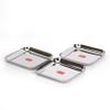 Sumeet Stainless Steel Square Dinner Plate Set of 3pcs, 25cm Dia, Silver view 1