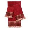 Austin Horn Classics Blockade 3-Piece Decorative Towel Set, with Jacquard Fabric & Looped Ribbon Fringe, Pure Cotton 1 Bath, Hand & Tip Towel, Extra Absorbent, Super Soft Bath Towels (Red) view 1