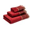 Austin Horn Classics Blockade 3-Piece Decorative Towel Set, with Jacquard Fabric & Looped Ribbon Fringe, Pure Cotton 1 Bath, Hand & Tip Towel, Extra Absorbent, Super Soft Bath Towels (Red) view 2