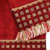 Austin Horn Classics Blockade 3-Piece Decorative Towel Set, with Jacquard Fabric & Looped Ribbon Fringe, Pure Cotton 1 Bath, Hand & Tip Towel, Extra Absorbent, Super Soft Bath Towels (Red) view 3