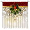 ABONAN Merry Christmas Shower Curtain Christmas Ball Pine Leaf Dreamy Xmas Bells Berry Happy New Year Winter Holiday Fabric Bathroom Curtains Decor Set with Hook(67" Wx70 H) view 1