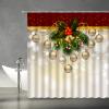 ABONAN Merry Christmas Shower Curtain Christmas Ball Pine Leaf Dreamy Xmas Bells Berry Happy New Year Winter Holiday Fabric Bathroom Curtains Decor Set with Hook(67" Wx70 H) view 2
