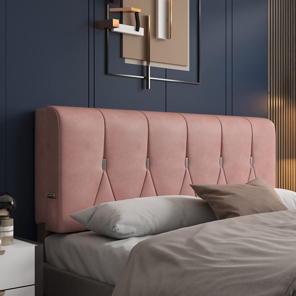 Bed Wedge Pillow King Size Headboard Cushion Reading Pillow Sleeping Resting Bedrest Lumbar Neck Back Support Upholstered with Removable Cover,C,with headboard 47.2"/120cm