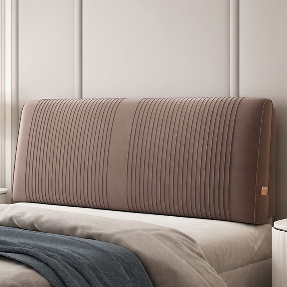 Fleece Headboard Cushion Daybed Pillow Large Cotton Filled Wedge Headboard Pillow Bed Backrest Adult Positioning Support Reading Pillow with Removable Cover,B,No headboard 63"/160cm