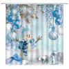 ABONAN Merry Christmas Shower Curtain Xmas Snowman Cute Tree Winter Snowflakes Fir Branch Christmas Ball Fabric Bathroom Curtains Decor Set with Hook (67" Wx70 H) view 1