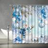ABONAN Merry Christmas Shower Curtain Xmas Snowman Cute Tree Winter Snowflakes Fir Branch Christmas Ball Fabric Bathroom Curtains Decor Set with Hook (67" Wx70 H) view 2