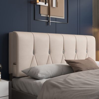 Bed Wedge Pillow King Size Headboard Cushion Reading Pillow Sleeping Resting Bedrest Lumbar Neck Back Support Upholstered with Removable Cover,B,No headboard 47.2"/120cm