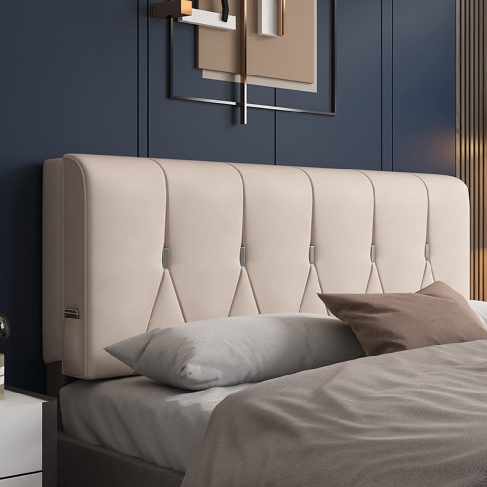Bed Wedge Pillow King Size Headboard Cushion Reading Pillow Sleeping Resting Bedrest Lumbar Neck Back Support Upholstered with Removable Cover,B,No headboard 47.2"/120cm