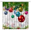 ABONAN Christmas Balls Shower Curtain Colorful Xmas Balls Snowflake Green Pine Candy Canes Hanging On Pine Tree Branch Winter Holiday Fabric Bathroom Curtains Decor Set with Hook(67" Wx70 H) view 1