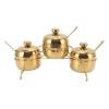 Yosoo Stainless Steel Seasoning Jar Set, Kitchen Seasoning Bottles with Storage Rack, Set Includes 3pcs Jar with Lids, 1pc Bridge Shaped Storage Rack,3pcs 304 Teaspoons (Gold) view 1