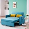 CKLMMC 54" Pull Out Sofa Bed with Adjustable Backrest/2 Pillows/Storage Pocket, Velvet Loveseat Sleeper Sofa, Save Space Compact Couch for Living Room and Home Office (Antique Blue Green#Sofa!m) view 1