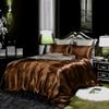 Kanak Bedding Alaska King Duvet Cover 4 Piece Satin Perfect Overking Chocolate Duvet Cover Set (Duvet Cover + Fitted Sheet 16'' + 2 Pillow Cases) Zipper Closure view 4