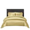 Kanak Bedding King Duvet Cover 4 Piece Satin King Gold Duvet Cover Set (Duvet Cover + Fitted Sheet 19'' + 2 Pillow Cases) Zipper Closure view 1