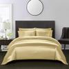 Kanak Bedding King Duvet Cover 4 Piece Satin King Gold Duvet Cover Set (Duvet Cover + Fitted Sheet 19'' + 2 Pillow Cases) Zipper Closure view 2