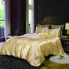 Kanak Bedding King Duvet Cover 4 Piece Satin King Gold Duvet Cover Set (Duvet Cover + Fitted Sheet 19'' + 2 Pillow Cases) Zipper Closure view 4