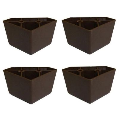 4 Pieces 3-1/4"x1-5/8 Universal Dark Brown Plastic Furniture Triangle Legs - Sofa/Couch/Chair