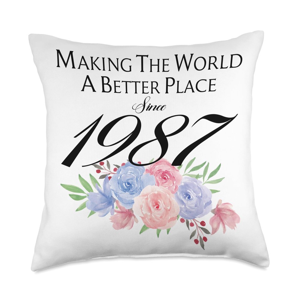 37 Birthday Making the world a better place since 1987 Throw Pillow