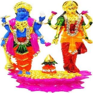Western Eiderdown Presents Laxmi Vishnu Statue Marble Finish Vishnu Laxmi Murti, Laxmi MATA Murti, Vishnu Ji Statue (for Home Temple Use,Office, Vastu Pooja Item,Gited #Aport-394