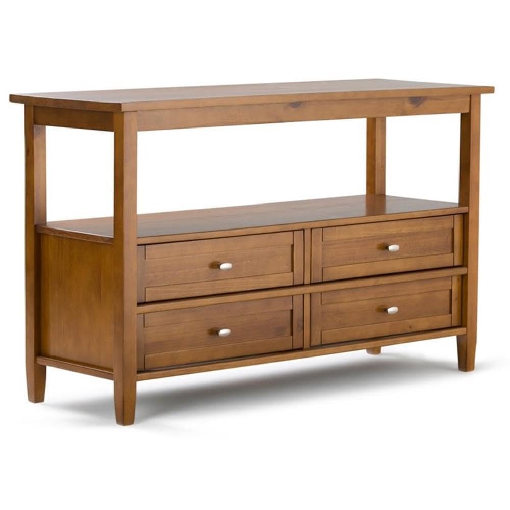 Allora Shaker Wood 48" Transitional Console Sofa Table in Light Golden Brown