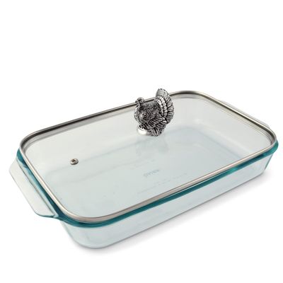 Arthur Court Glass Casserole Dish with Turkey Lid Handle Baking Dish - Perfect to keep your Thanksgiving Sides Protected and Warm 9.25 inches x 13.5 inches 3 quart - 2-pieces