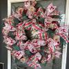 Folk Style Reindeer Christmas Deco Mesh Front Door Wreath, Stylish Designer Traditional Classic Style, Handcrafted Home Decor, Porch Decoration view 3