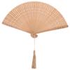 SEWACC Silk Folding Fan Hand Held Wood Hand Fan Chinese Japanese with Tassels for Women Ladies Home Decoration Brown view 1
