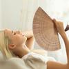 SEWACC Silk Folding Fan Hand Held Wood Hand Fan Chinese Japanese with Tassels for Women Ladies Home Decoration Brown view 2
