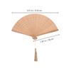SEWACC Silk Folding Fan Hand Held Wood Hand Fan Chinese Japanese with Tassels for Women Ladies Home Decoration Brown view 3
