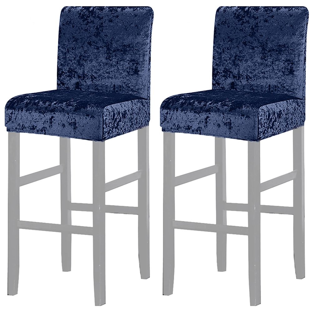 ZSDCGC Short Back Chair Cover Set of 2 Bar Stool Covers, Velvet Chair Seat Covers Pub Counter Slipcovers with Elastic Bottom for Kitchen Dining Living Room (Color : Blue)