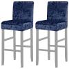 ZSDCGC Short Back Chair Cover Set of 2 Bar Stool Covers, Velvet Chair Seat Covers Pub Counter Slipcovers with Elastic Bottom for Kitchen Dining Living Room (Color : Blue) view 1