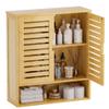 SMIBUY Bathroom Cabinet Wall Mounted, Bamboo Over-The-Toilet Storage Organizer, Space Saver Medicine Cabinet with 2 Door and Adjustable Shelves (Natural) view 1