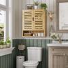 SMIBUY Bathroom Cabinet Wall Mounted, Bamboo Over-The-Toilet Storage Organizer, Space Saver Medicine Cabinet with 2 Door and Adjustable Shelves (Natural) view 2