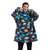 Mewkou Wearable Blanket Hoodie for Adult,Oversized Sherpa Fleece Blanket Hoodie for Women Men,Dinosaur view 1
