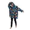 Mewkou Wearable Blanket Hoodie for Adult,Oversized Sherpa Fleece Blanket Hoodie for Women Men,Dinosaur view 3