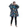 Mewkou Wearable Blanket Hoodie for Adult,Oversized Sherpa Fleece Blanket Hoodie for Women Men,Dinosaur view 4