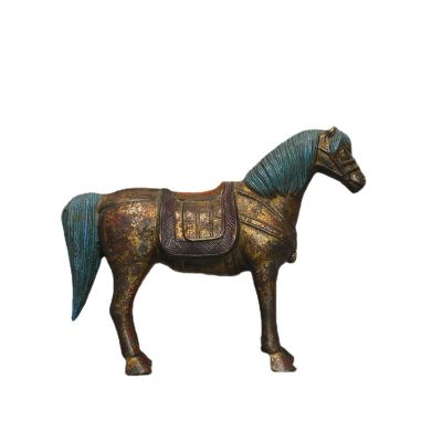 Antique Brass War Horse Miniature Figurines,General Horse Statue Model Crafts Desktop Ornament Home Sand Table Garden Study Decor Accessories Paperweight