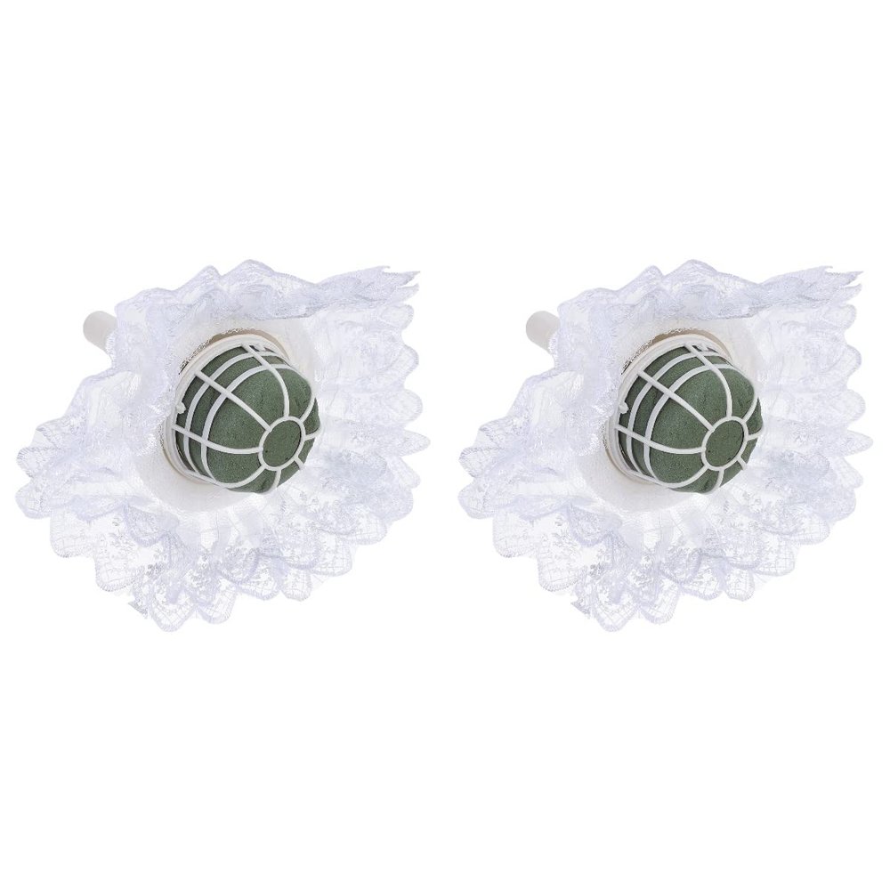 Gadpiparty 2pcs Bride Flower Bouquet Holder Lace Compact Floral Arrangement Handle for Weddings Lightweight Bridal Supplies for Fresh and Faux Flowers Decoration