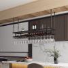 Ceiling Wine Rack - Hanging Wrought Iron Wine Bottle Holder, Upside Down Wine Glass Holder, Vintage Iron Floating Shelves, Restaurant Wall Mounted Display Stand, Adjustable Height ( Size : 100*30cm ) view 1