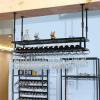 Ceiling Wine Rack - Hanging Wrought Iron Wine Bottle Holder, Upside Down Wine Glass Holder, Vintage Iron Floating Shelves, Restaurant Wall Mounted Display Stand, Adjustable Height ( Size : 100*30cm ) view 3