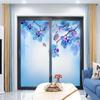 Blue and Purple Frosted Stained Glass Window Cling Leaf Design Flower Orchids Natural Flowers UV Light Sun Blocking Glass Sticker Blackout Window Film Romantic Floral 35.4Wx78.7L-inch x2 Pcs view 1