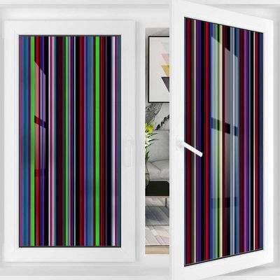 Multicolor Privacy Window Film for Home Kids Room Vertical Pattern Modern Colored Stripes Privacy Window Film Frosted Heat Control UV Protection Abstract 35.4Wx78.7L-inch x2 Pcs