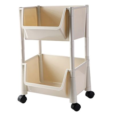2-Tier Floor Standing Under Desk Bookshelf, Open Shelf Bookcase with 4 Wheels, Movable Corner Storage Rack with Top Tray, Storage Organizer, Storage Trolley with Hooks, Easy Assembly (Size : 2-Tier)