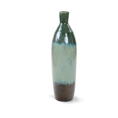 Euro Ceramica Patina Artisan Ceramic 20.5'' H Verde Bottle Vase (Aqua)