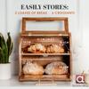Arise Stylish Acacia Bread Box for Kitchen Countertop, Extra Large 2-Shelf Wooden Bread Storage Container with Clear Windows and Air Vents Keep Bread, Bagels and Rolls Fresh, Self Assembly view 4