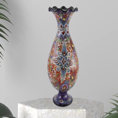 EliPOT Turkish 12" Ceramic Vase (Dark Purple and Orange)