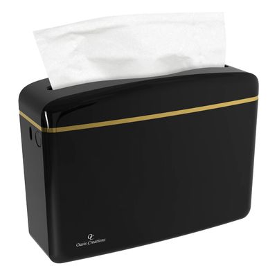 Countertop Multifold Hand Paper Towel Dispenser by Oasis Creations, Single Sheet Dispensing  Glossy Black