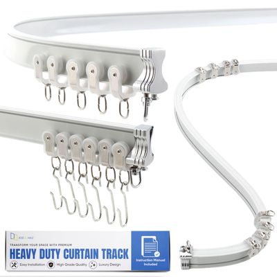 Aluminum Flexible Ceiling Curtain Track  3ft-9.8ft / 3m Bendable Wall/Ceiling Mount Rail, Smooth Glide System for Bay Windows, RVs, Room Dividers, Showers  Easy Install & Custom Fit