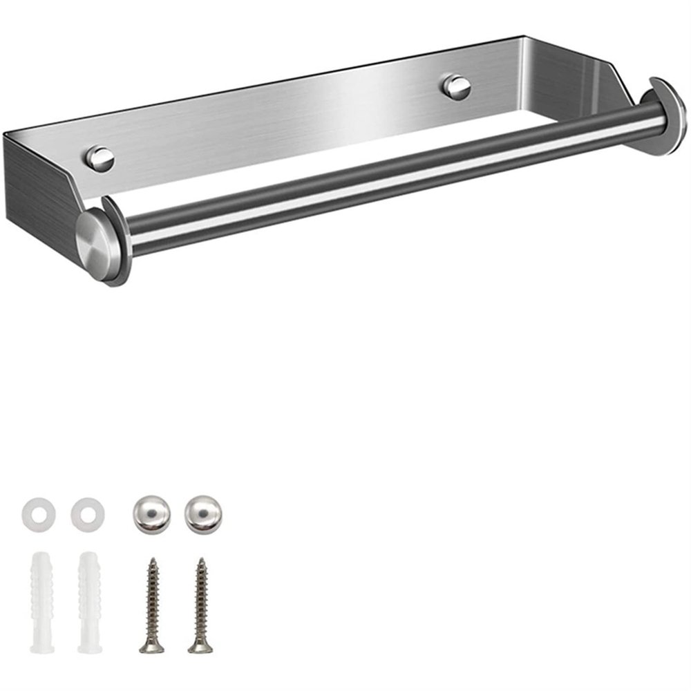 Xiaochen Modern Paper Towel Holder Kitchen Roll Holder Wall Mounting Stainless Steel Kitchen Roll Holder Without Drilling Paper Roll Holder Roll Holder
